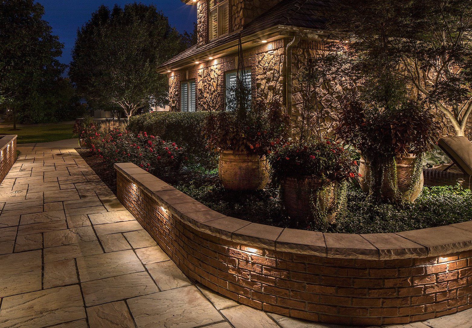 Seat Wall Path Lighting Omaha Nebraska McKay Landscape Lighting S 04