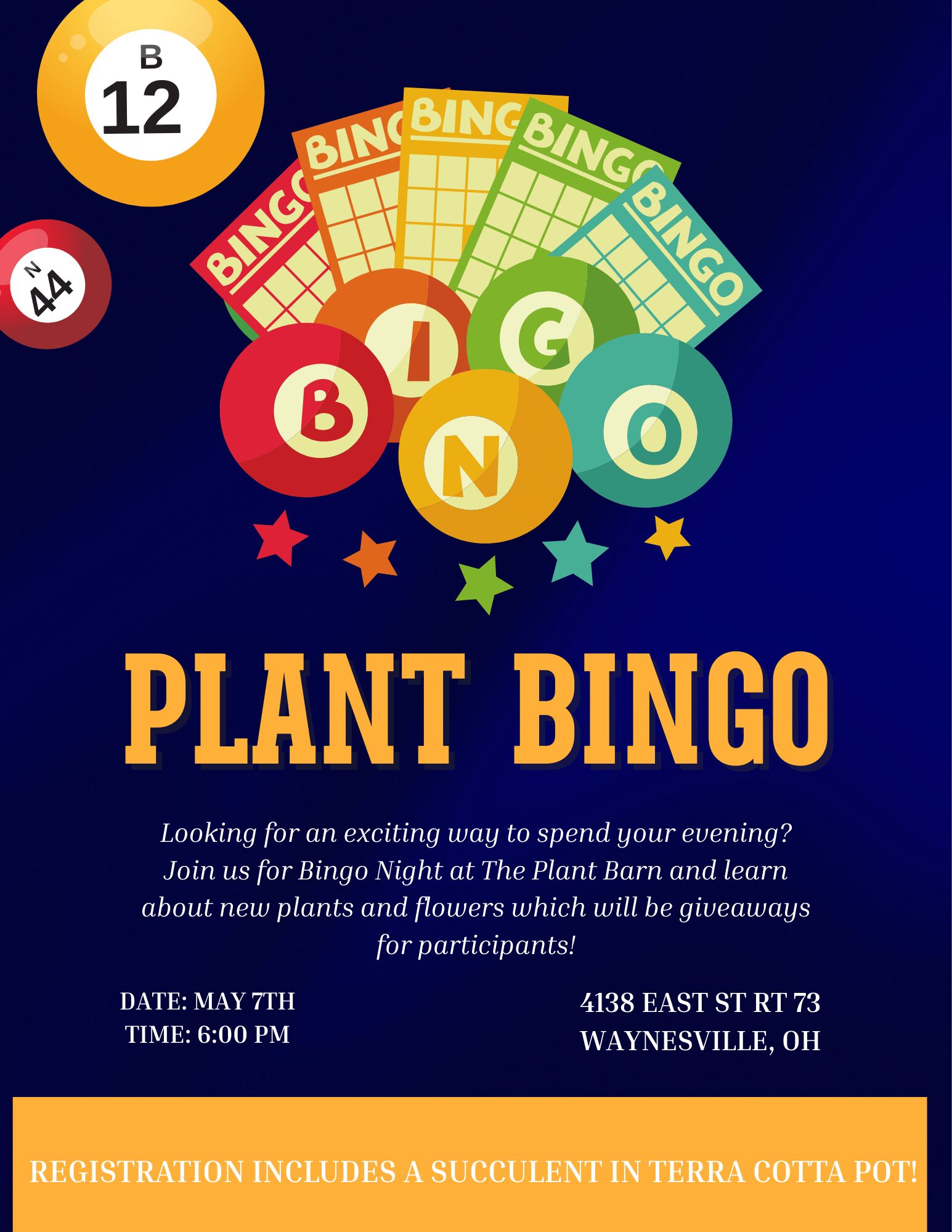 Blue and Orange Illustrative Bingo Night Flyer 2